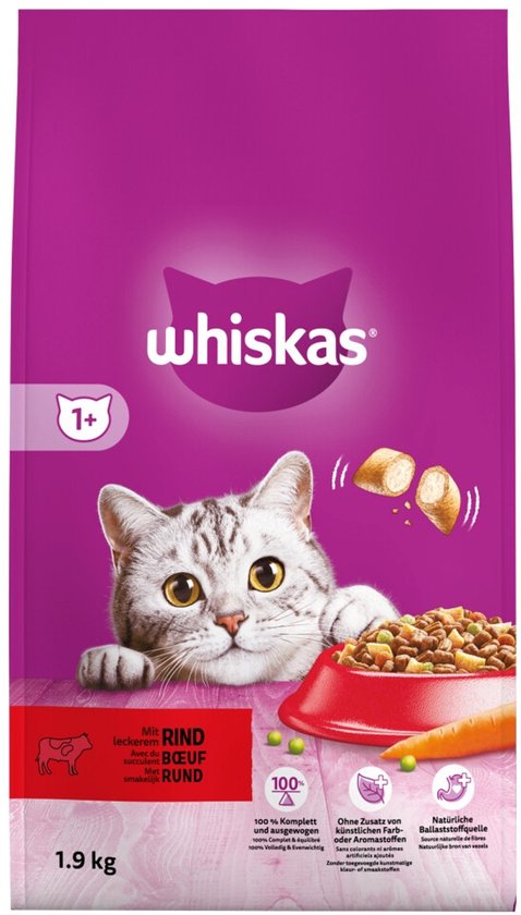 Whiskas 1+ Adult Katten Droogvoer Rund - 1,9 kg
