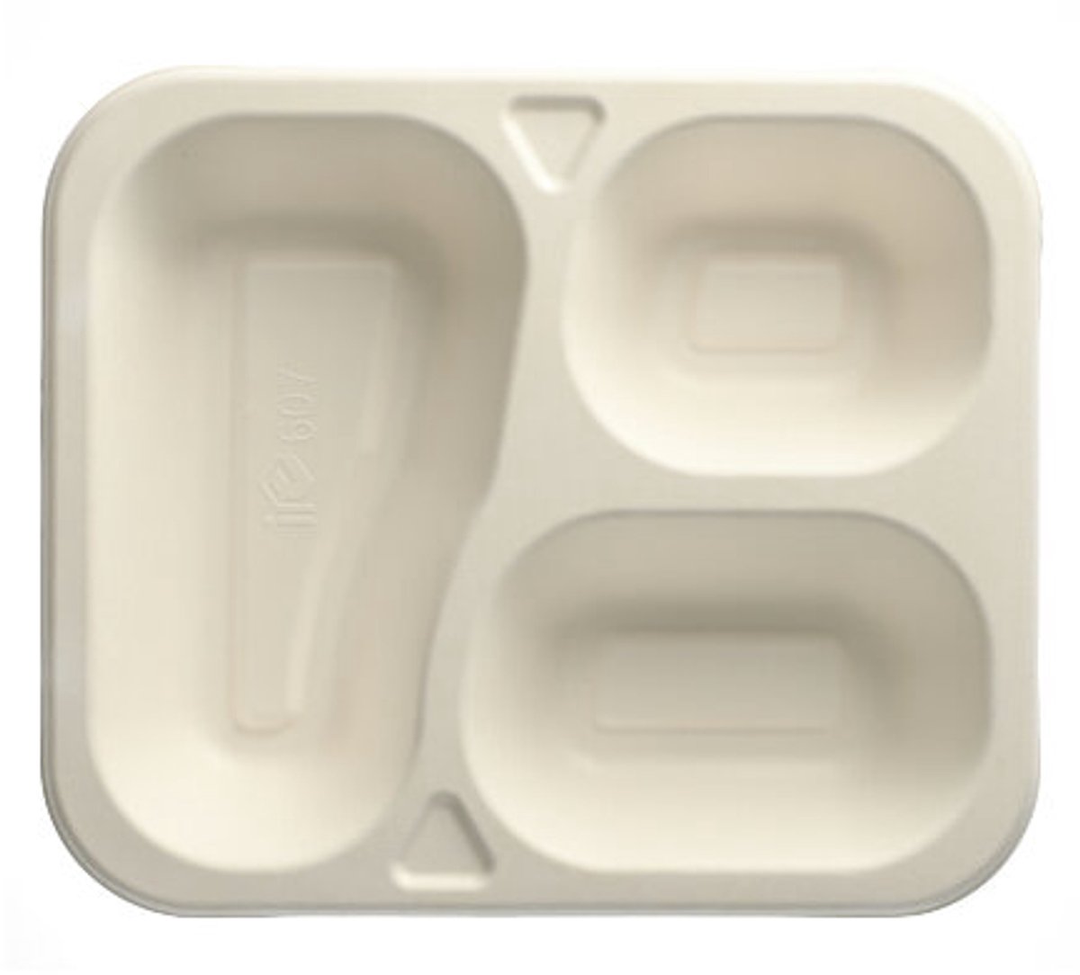100 Menubakken topseal Suikerriet 3-vaks 925 ml 4,2 cm x 21,2 cm x 25 cm wit