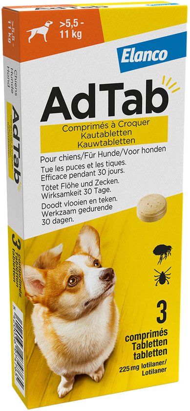 Adtab Kauwtablet Voor Honden 3 stuks - Anti vlooien en tekenmiddel -