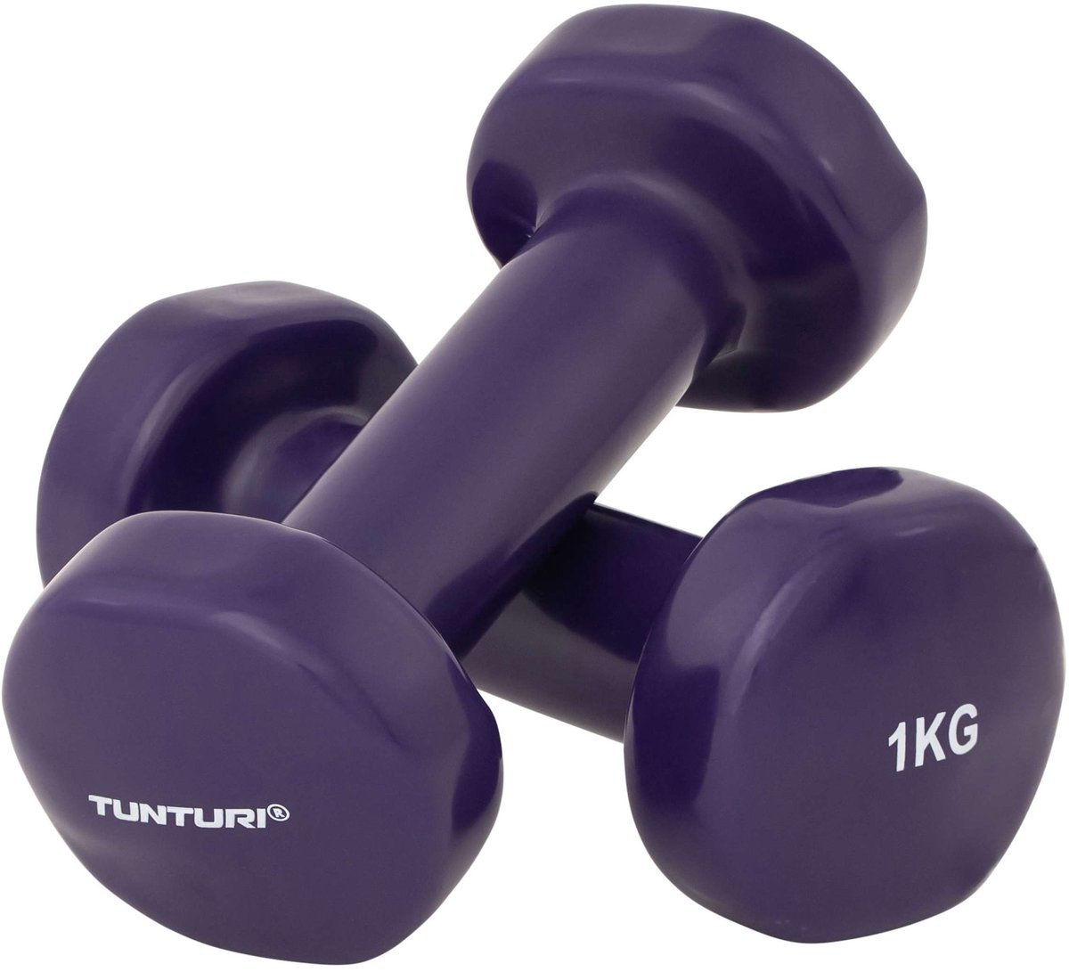 Tunturi Dumbbell set - 2 x 10 kg - Vinyl - Paars - Incl. gratis fitness app