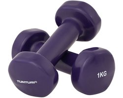 Tunturi Dumbbell set - 2 x 1,0 kg - Vinyl - Paars - Incl. gratis fitness app