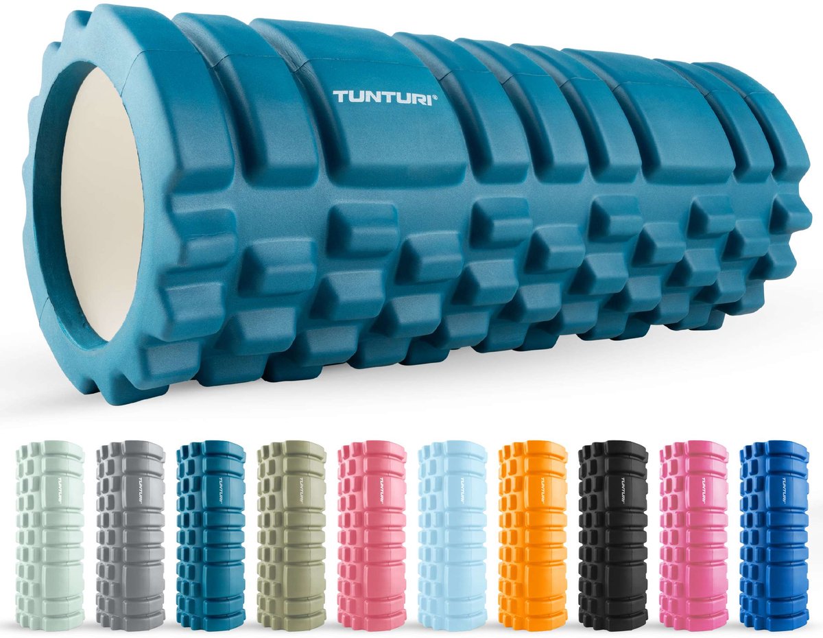 Tunturi Yoga Grid Foam Roller - Massage Roller - Petrol Blauw