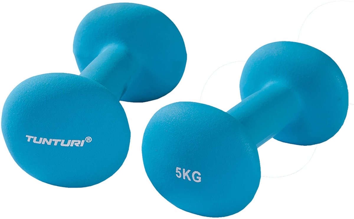 Tunturi Dumbbell set - 2 x 50 kg - Neopreen - Fluor Blauw