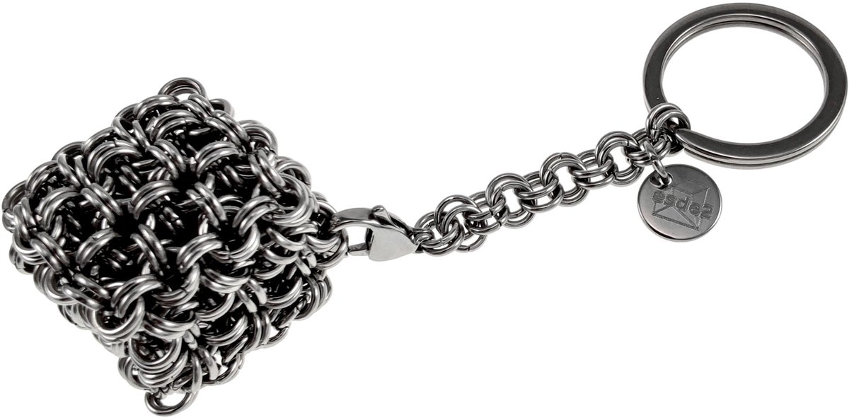 Fidget - Kubus Sleutelhanger en Anti-Stress Accessoire - Japanse Weeftechnieken - Gepolist RVS - Unisex - Handgemaakt door esde2