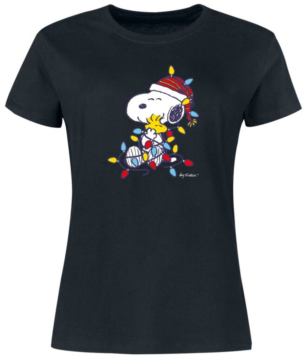 Peanuts Snoopy und Woodstock Dames T-shirt - zwart - 3XL