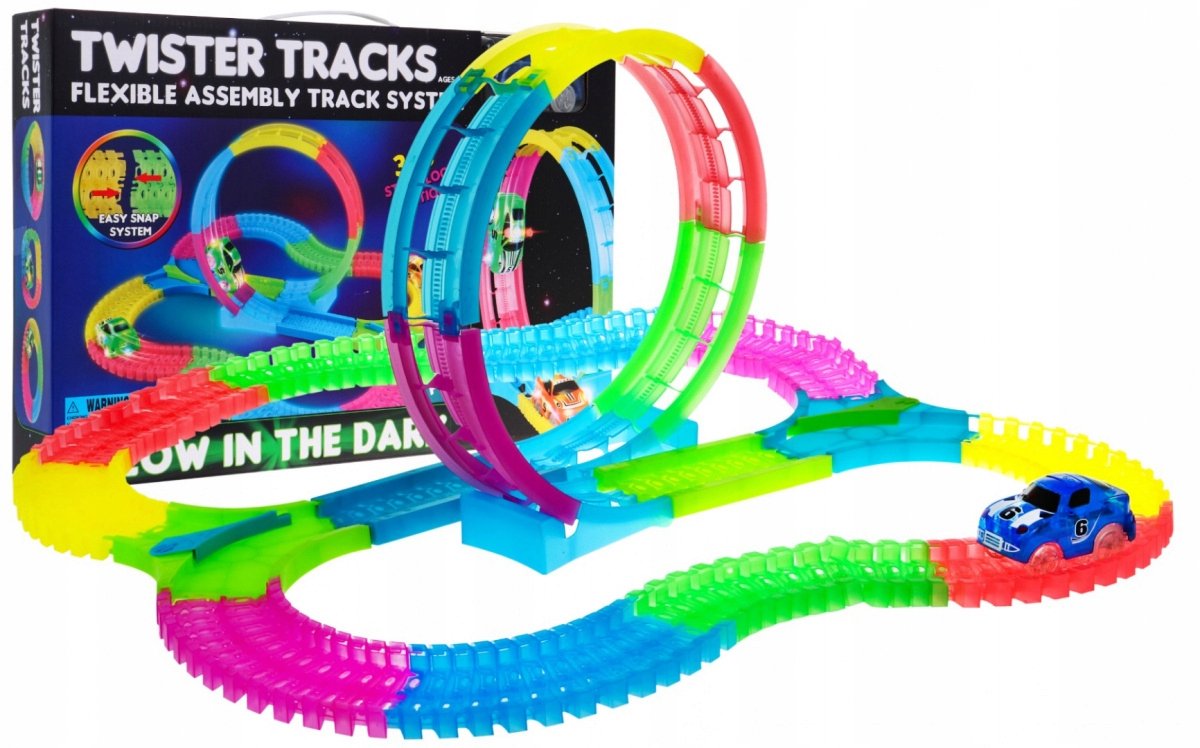 Glow-in-the-dark Racebaan 132 Delen met LED Auto