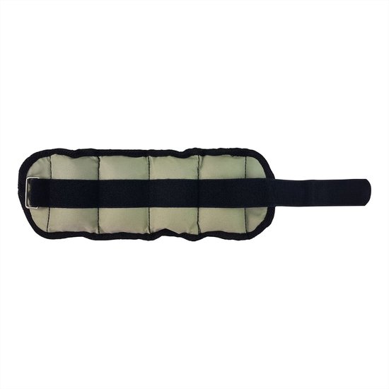 Een grijs Tunturi enkel-/polsgewicht van 1.0kg met zwarte band en gesp.