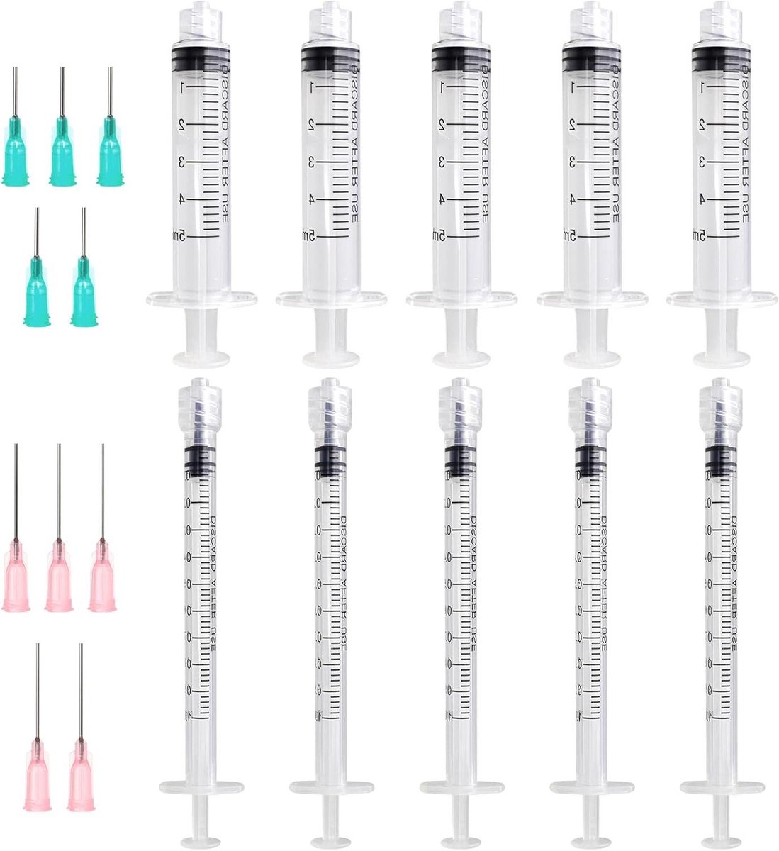 Provento - Kunststof Doseerspuiten 5ML 1ML - Herbruikbaar - Laboratorium Industrie DIY - Navullijm - 10 Stuks