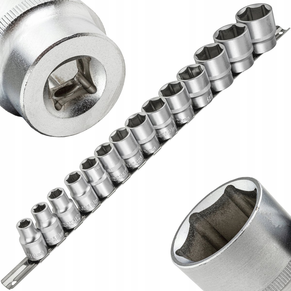 Vorfal Doppeldopsleutel Set 10-32mm 1/2" 14 Delen CrV Staal