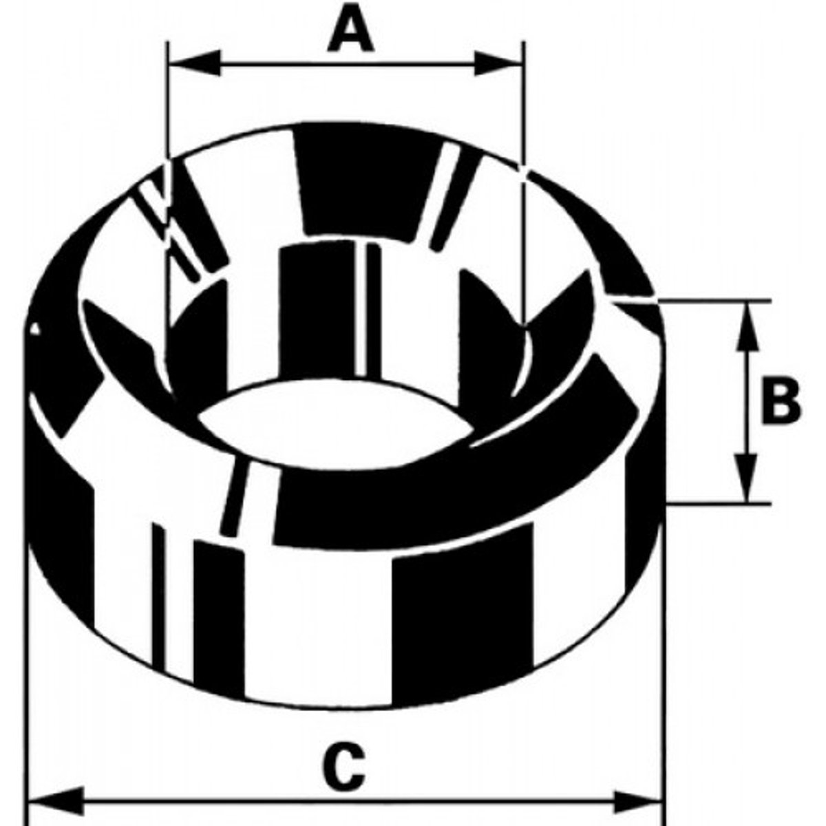 Bergeon inperslager brons B42, boring Ø 1,00 buiten Ø 3,00 hoogte 2,00mm, inhoud 10,00 stuks