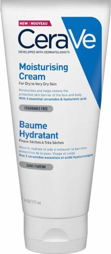CeraVe Hydraterende Crème - voor Droge tot Zeer Droge Huid - Met Hyaluronzuur en 3 Essentiële Ceramiden - 177ml