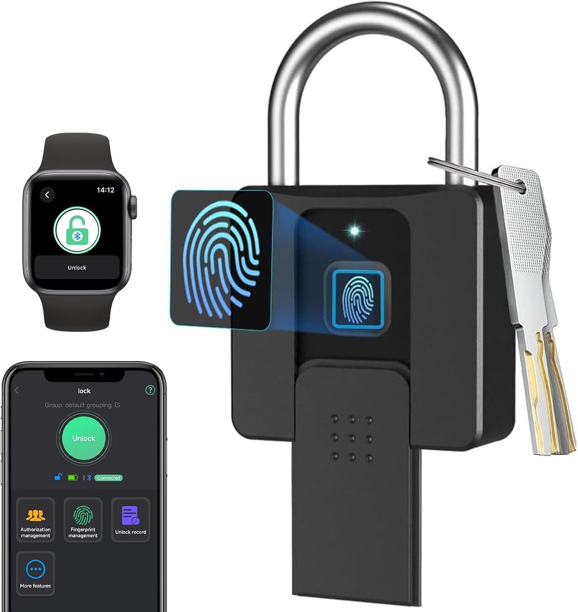 Waterdicht Vingerafdruk Hangslot met Bluetooth en Sleutel - Slimme Beveiliging voor Buiten