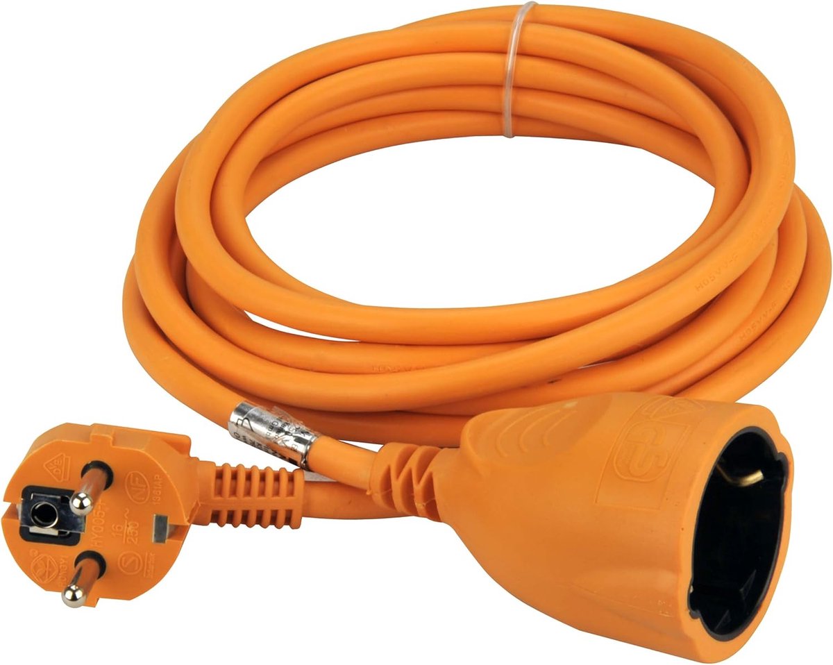 Schuko-verlengsnoer H05VV-F3G1,5 mm² 3 m oranje