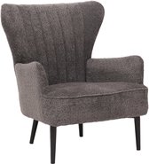 Loungestoel MCW-K37, cocktail/oor fauteuil gestoffeerde stoel retro vintage stof chenille (500g/m²) Oeko-Tex ~ donkergrijs