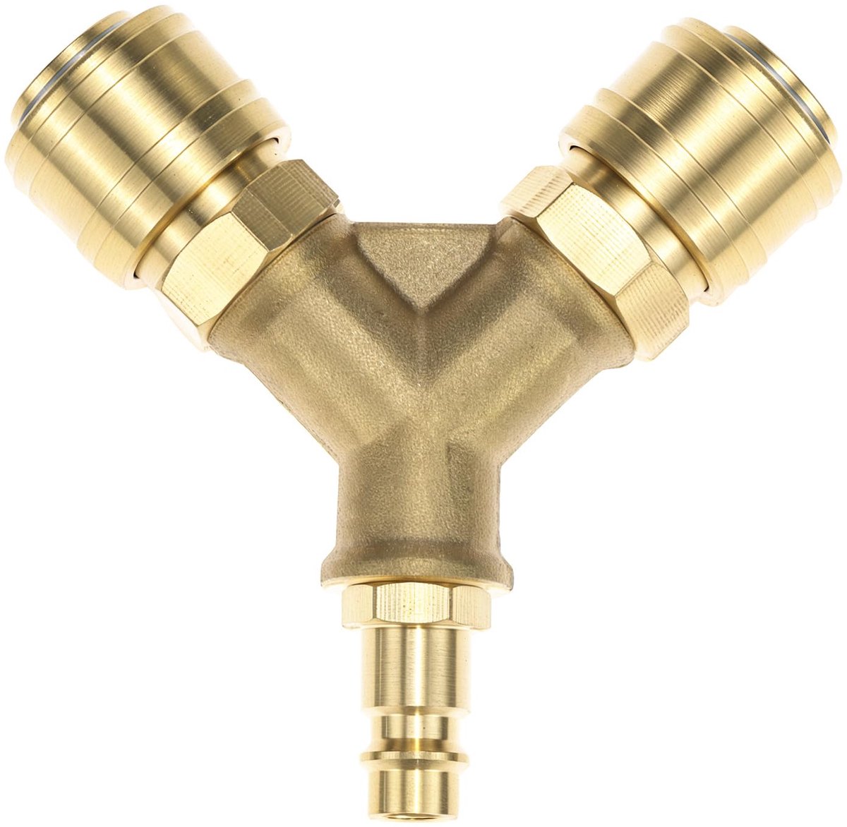 ® 2-voudige messing persluchtverdeler met koperen koppelingen buitendraad NW 7.2, 1/4-inch luchtslang snelkoppeling verdeler