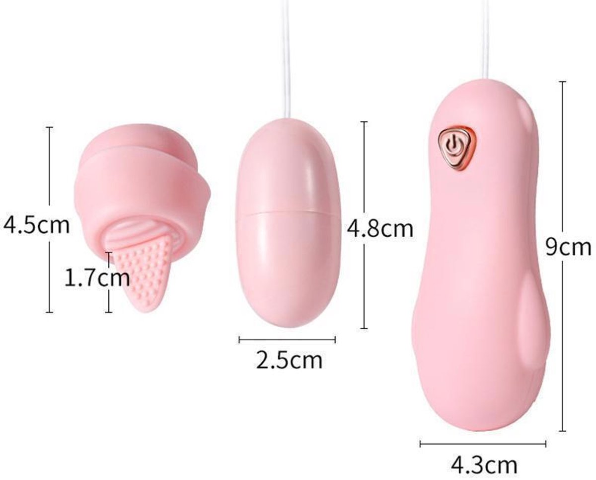 Seks-Dildo-G-Spot-Clit-Likken-Vaginaal-Krachtige-Vibrerende-Ei-Bal-Massage-Speelgoed - C
