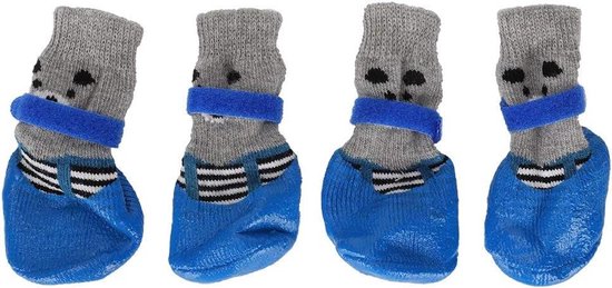 FaJoek Hondenschoenen outdoor, 4 stuks hondenschoenen, kleine honden, puppylaarzen, sneeuwlaarzen voor huisdieren, hondenschoenen, winter, pootbescherming hond, pluche hondenlaarzen, voor kleine