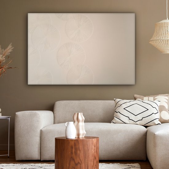 Peinture sur toile 120x80 cm - Décoration murale Japandi - Beige - Moderne - Décoration murale salon - Décoration chambre - Accessoires de chambre - Peintures sur toile
