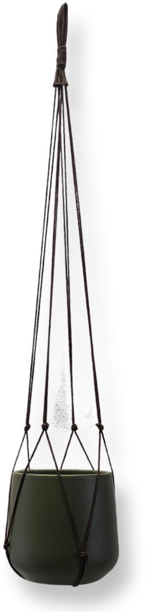 Plantenhanger Zonder Kwast - Kies Kleur en Lengte - Bruin - 90 cm lang - Katoenkoord - Geschikt voor Pot met Diameter t/m 20 cm - Handgemaakt in ons Macramé Atelier - Prijs per Stuk - Let op: Exclusief Pot - Inclusief Verzendkosten