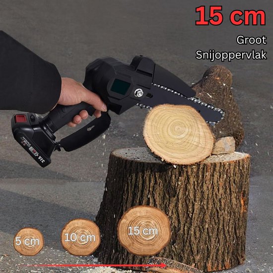 MKSS® Telescopische Snoeischaar - Mini Kettingzaag - Heggenschaar - Takkenschaar - Takkenzaag - Elektrische Snoeizaag met Accu - Zwart van MKSS — afbeelding 5