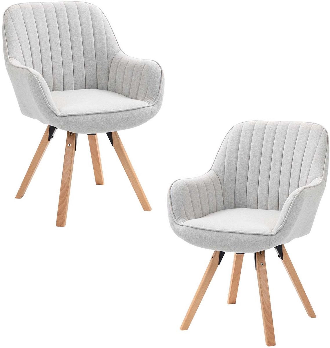 Meubles Cosy Set van 2 draaibare eetkamerstoelen – Stoffen zitting 360° draaifunctie – Beige