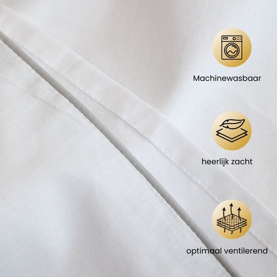Superieur Dekbedovertrek Twin Face - Wit - 100% Katoen - 200x200/220cm Tweepersoons - Streel wit dekbedset - adembenemend in uitstraling - optimaal ventilerend en ademend van Merkloos — afbeelding 5