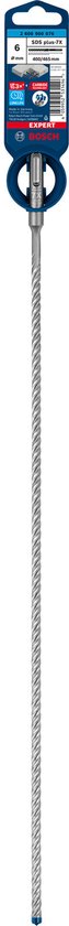 Bosch EXPERT SDS plus-7X hamerboor met verpakking. Zilverkleurig met blauwe punt. 6x400x465mm.