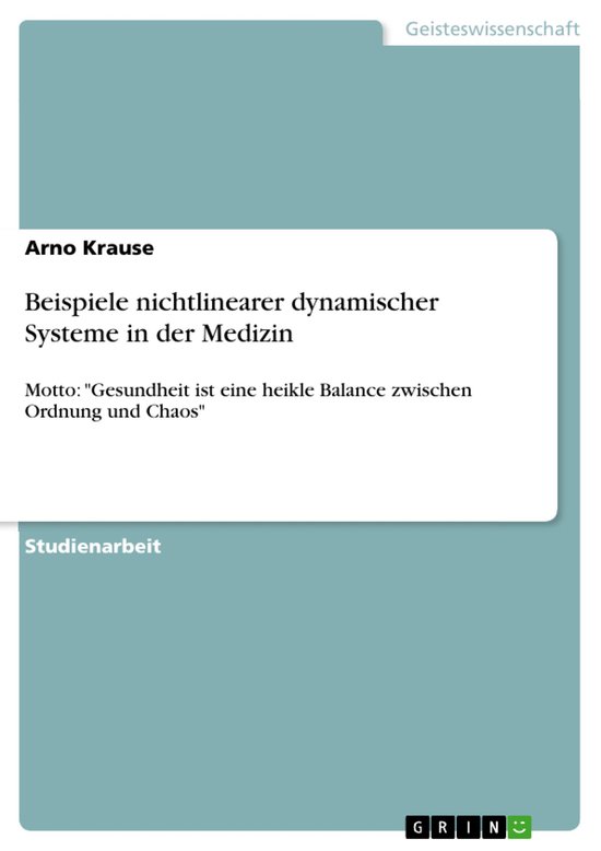 Beispiele Nichtlinearer Dynamischer Systeme in Der Medizin - cover