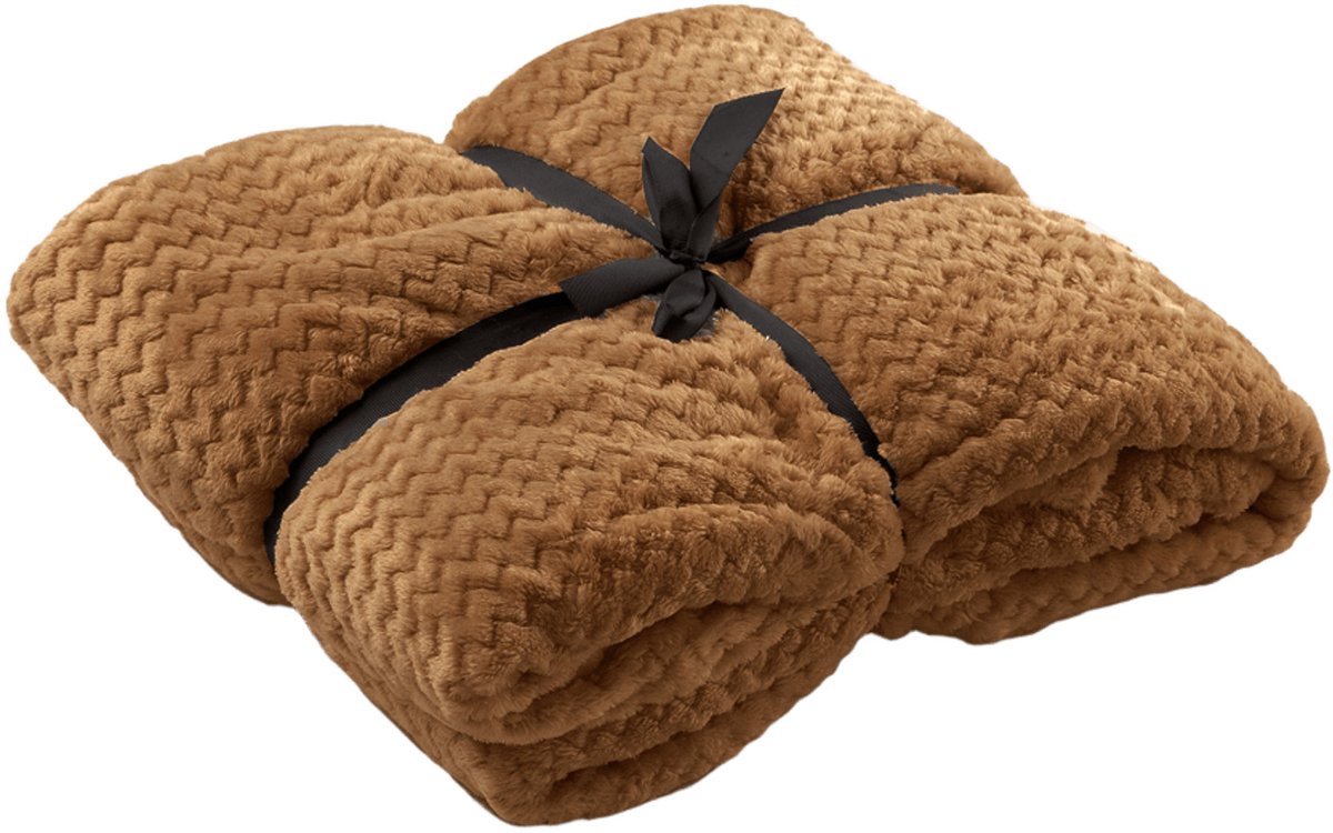 Dutch Decor MARA - plaid 150x200 cm - superzachte deken - zigzagpatroon - Tobacco Brown - bruin