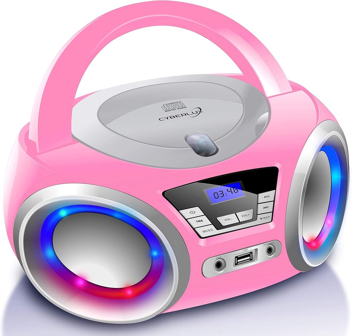 Draagbare CD-speler met LED-verlichting en hoofdtelefoonaansluiting