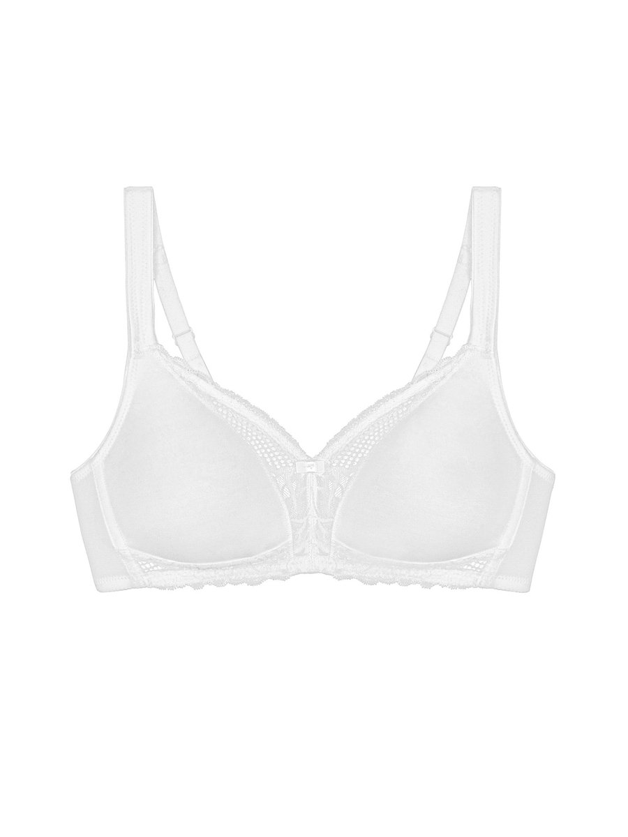 Triumph BH zonder beugel - Modern Lace+ Cotton N - Kanten Katoenen niet voorgevormde bh - Brede zachte bandjes - 80A - Wit