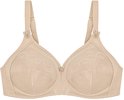 Nude Triumph bh met gedetailleerd kant aan de bovenkant van de cups en strikjes op de schouderbandjes.