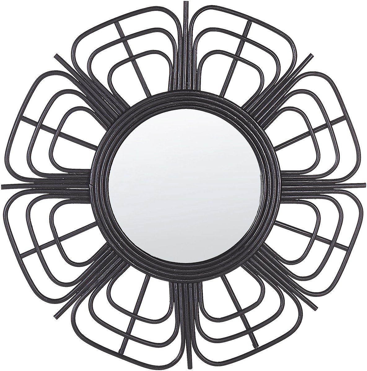 PASAKU - Wandspiegel - Zwart - Rotan