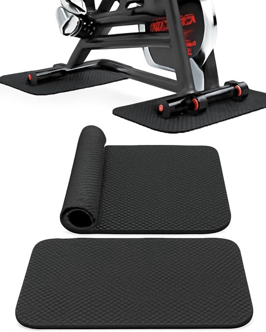 Vloerbeschermingsmat voor fitnessapparaten - hometrainer - 2 stuks - antislip - dubbele mat - vloerbeschermingsmat voor sporttoestellen - fitnessapparaat voor thuis - gym - 63,5 x 30 x 0,5 cm
