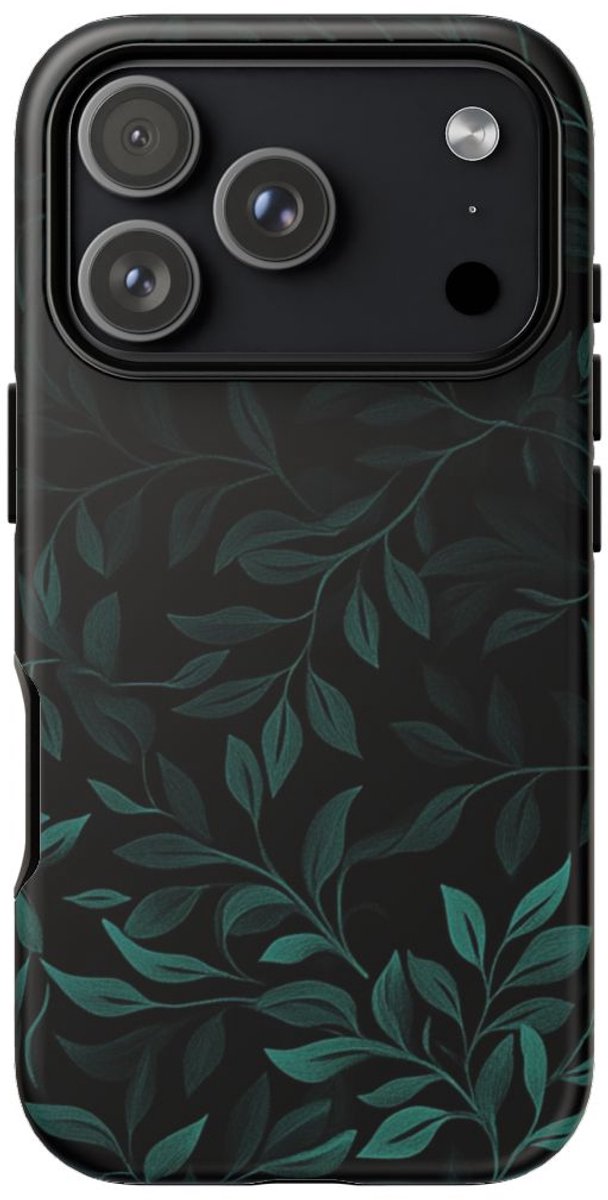 Donkergroen Bladerenpatroon – Telefoonhoesje Geschikt voor iPhone 17 Pro