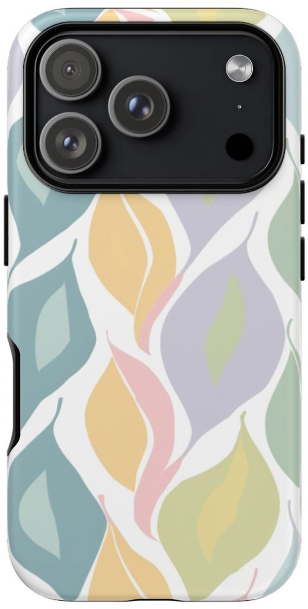 Pastel Bladerenpatroon – Telefoonhoesje Geschikt voor iPhone 17 Pro