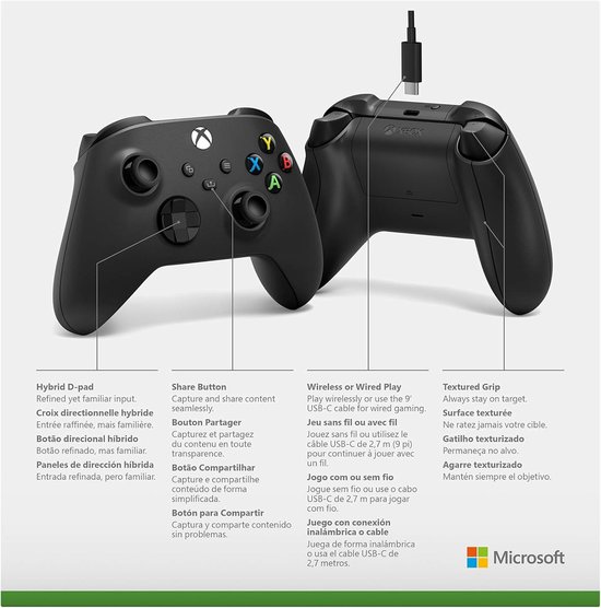 Draadloze controller met USB-C kabel voor gaming — afbeelding 2