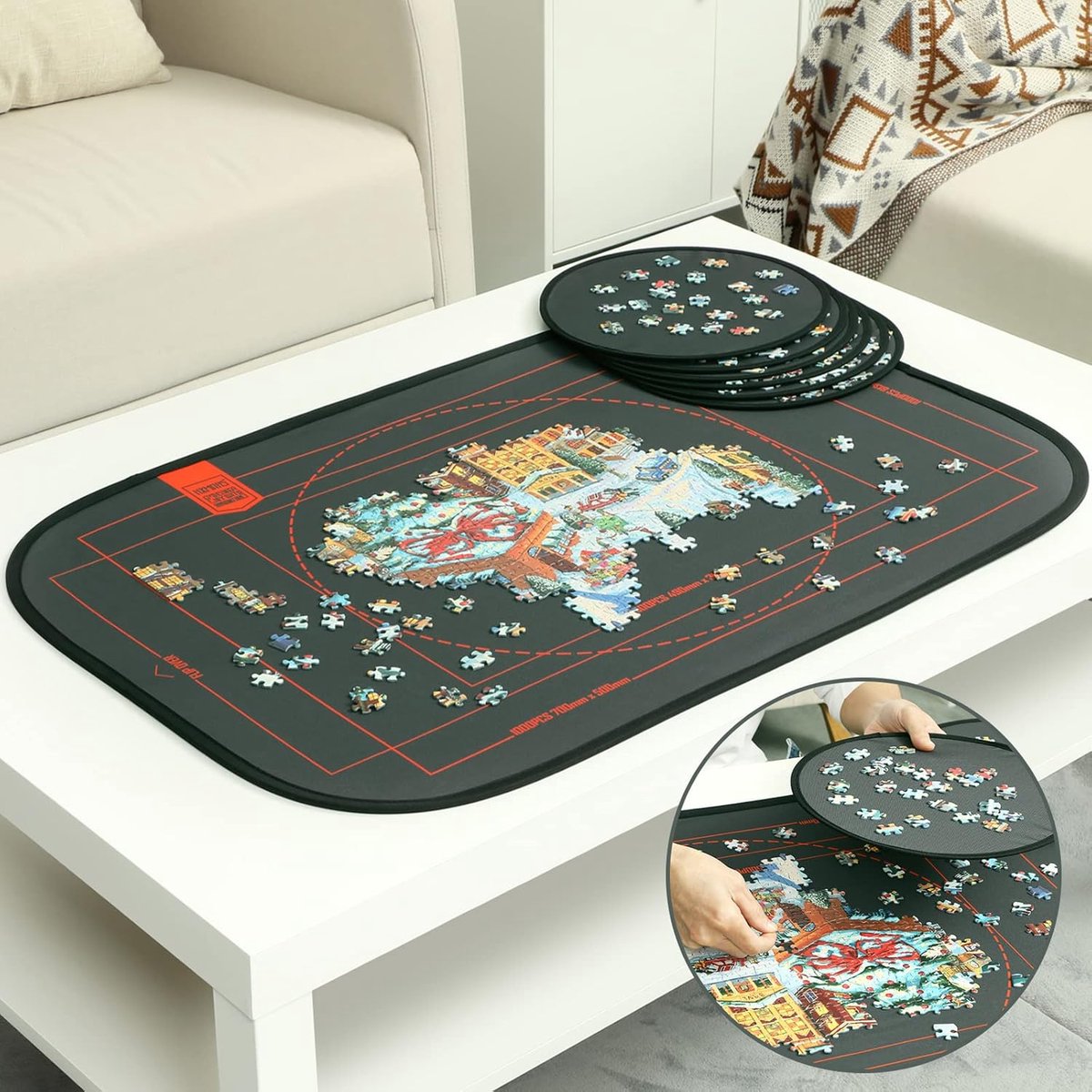 Opvouwbaar Puzzelbord voor 1000 Stuks - Draagbare Puzzelmat met Opbergtas en Puzzelsorteerders