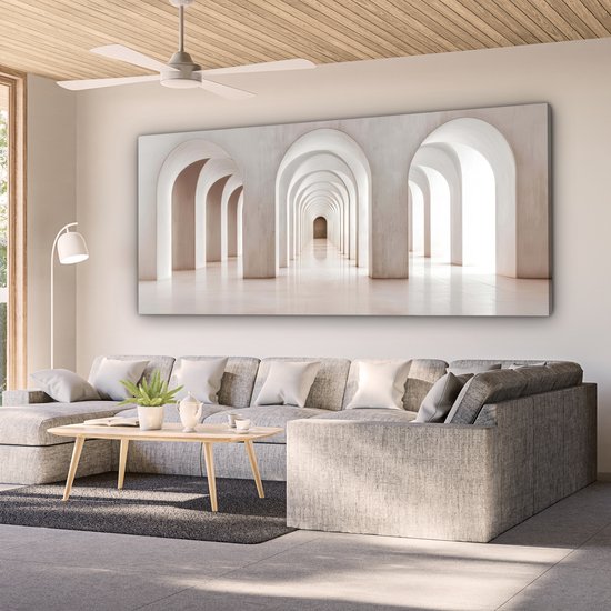 Peinture sur toile 200x100 cm - Décoration murale Hall - Arches - Symétrique - Moderne - Décoration murale salon - Décoration chambre - Accessoires chambre - Peintures sur toile