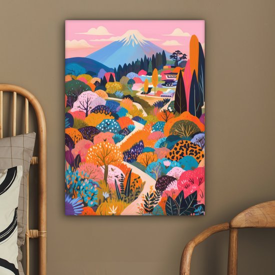 Canvas schilderij 60x80 cm - Exclusieve wanddecoratie Witte bergtop - Modern - Kleurrijk - Muurdecoratie woonkamer - Slaapkamer decoratie - Kamer accessoires - Schilderijen op canvas