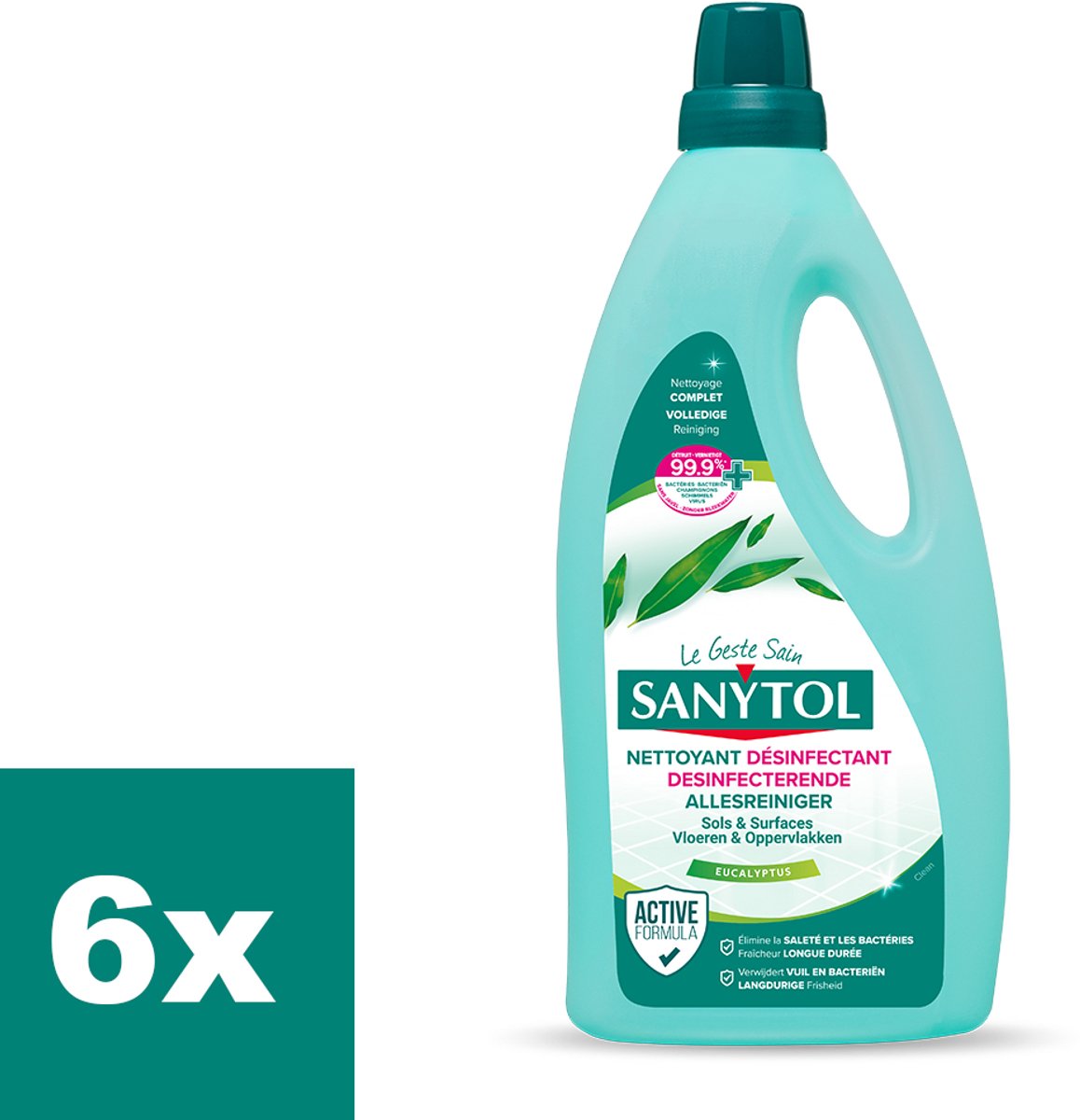 Sanytol Desinfecterende Allesreiniger 1L – Multi-Oppervlakte Reiniger – verwijdert 99,9% van bacteriën en virussen – 6 stuks