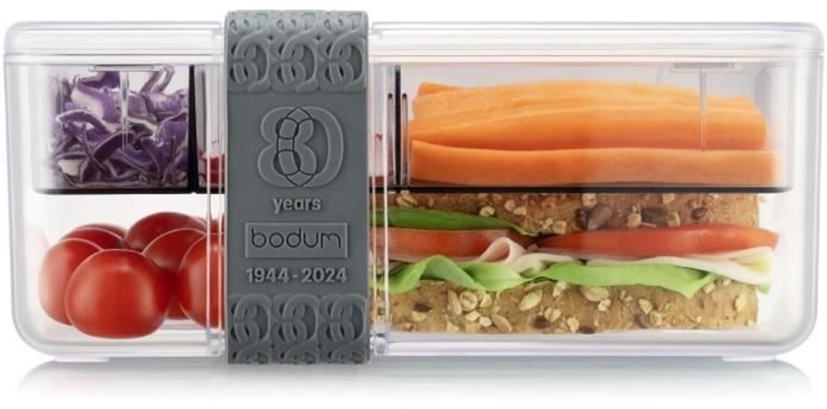 Lunchbox met compartimenten - BODUM - Bistro - Met bestek - Grijs