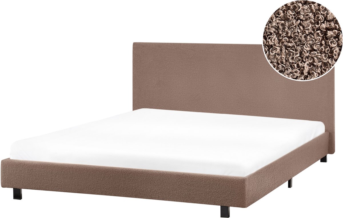 ALBI - Tweepersoonsbed - Bruin - 140 x 200 cm - Bouclé
