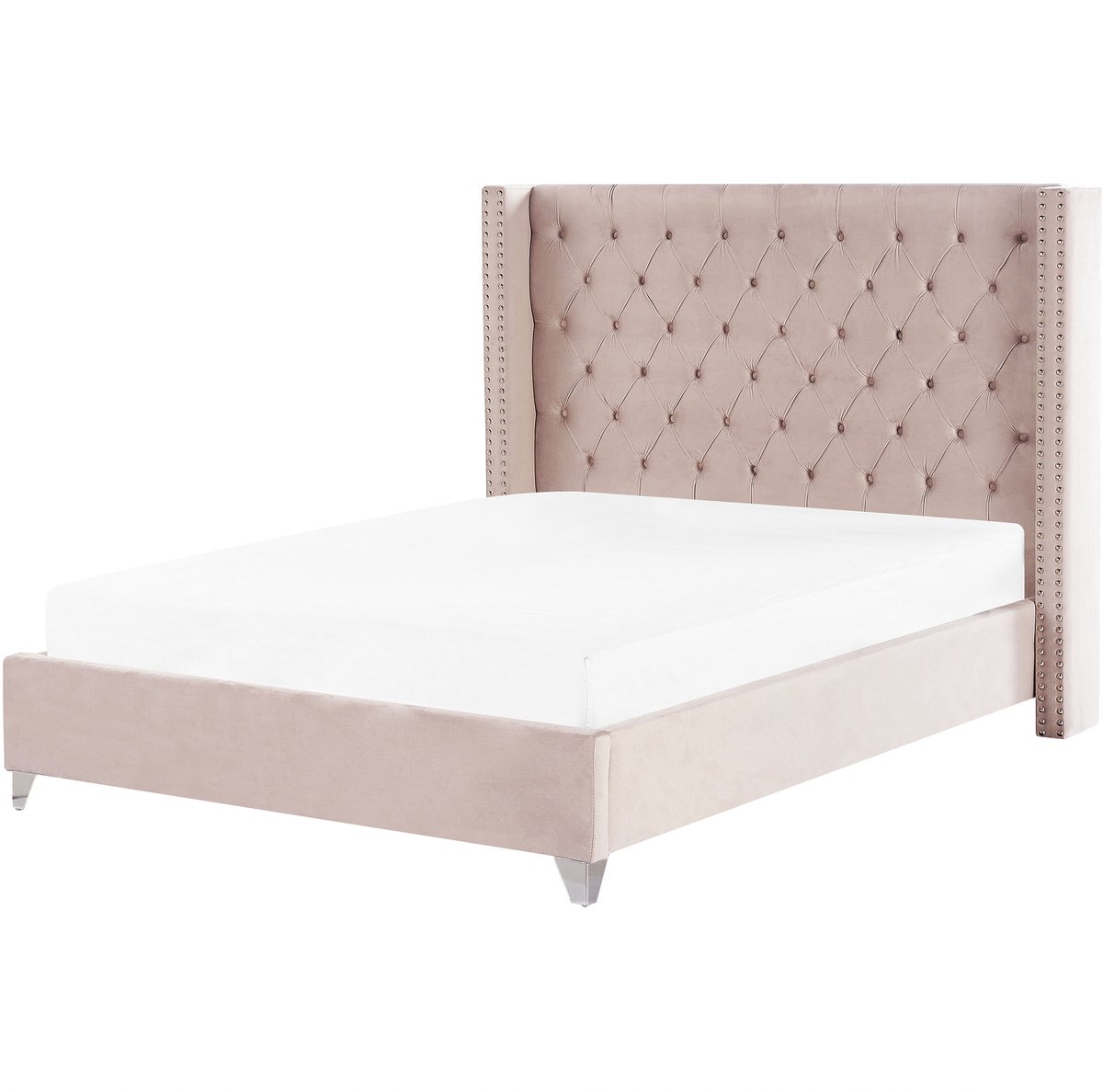 LUBBON - Tweepersoonsbed - Pastelroze - 180 x 200 cm - Fluweel
