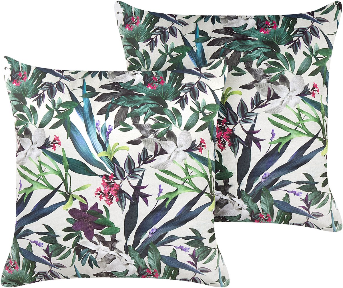 Beliani GASTERIA - Sierkussen set van 2 - Groen - 45 x 45 cm - Fluweel