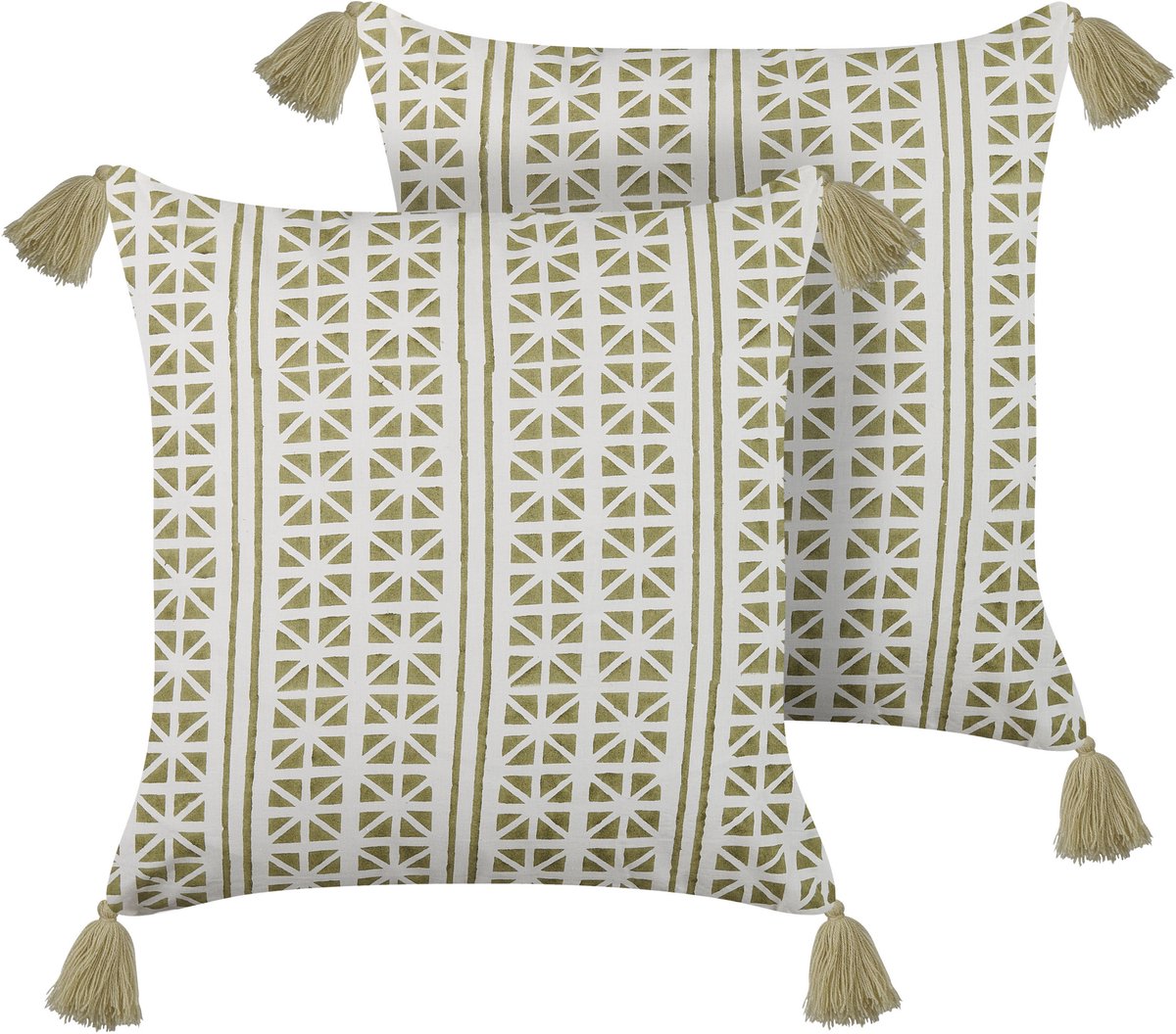 Beliani SYRINGA - Sierkussen set van 2 - Lichtgroen - 45 x 45 cm - Katoen