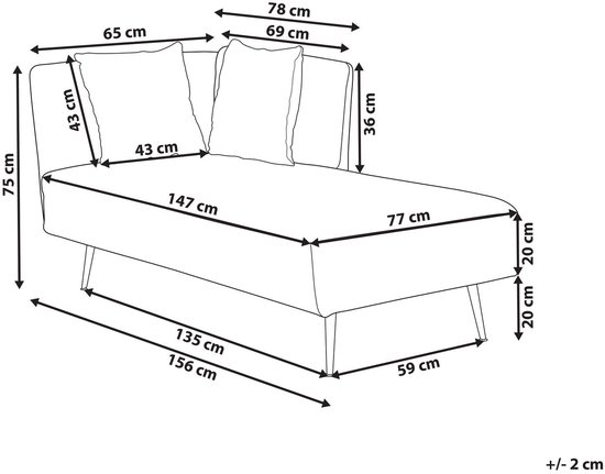 RIOM - Méridienne - Wit - Côté gauche - Tissu