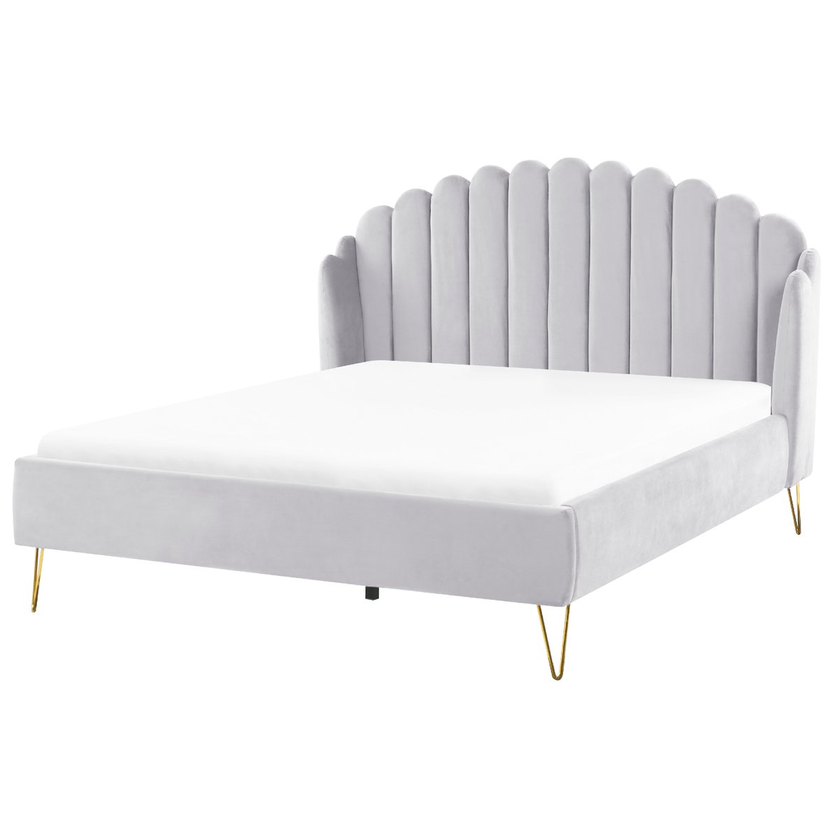 Beliani AMBILLOU - Tweepersoonsbed - Lichtgrijs - 160 x 200 cm - Fluweel