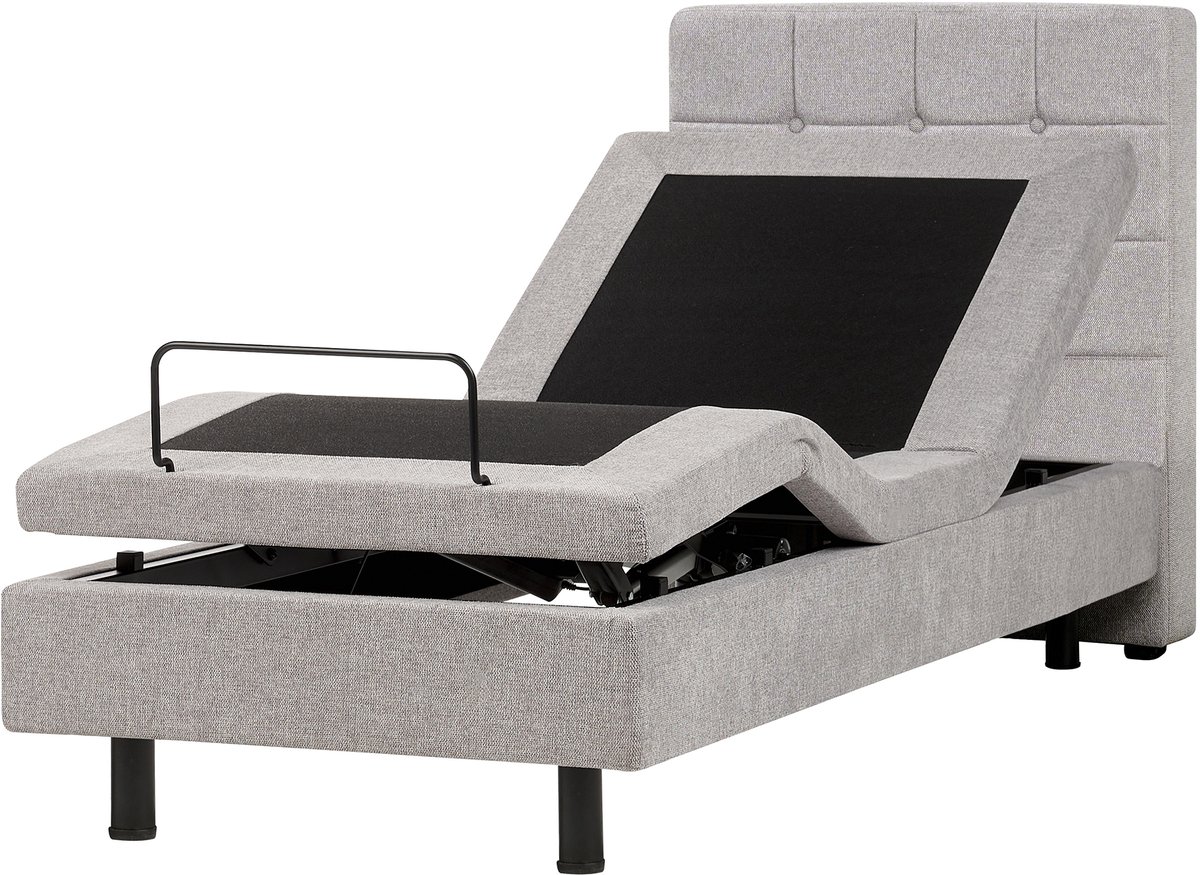 DUKE - Bed verstelbaar - Lichtgrijs - 80 x 200 cm - Polyester