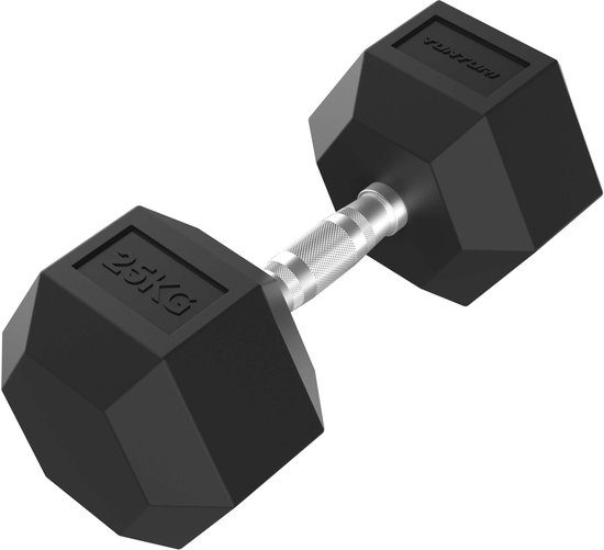 Tunturi Platinum Hexa Dumbbell - Rubber - 1x 35kg - Zwart